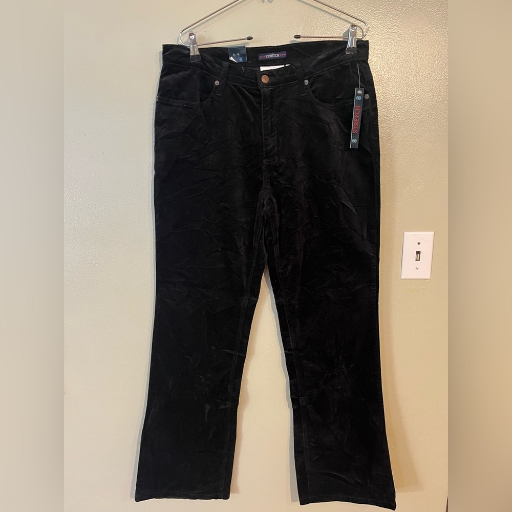 Bill Blass VTG Y2K Velvet Black Pants Holiday Office Size 12 NWT